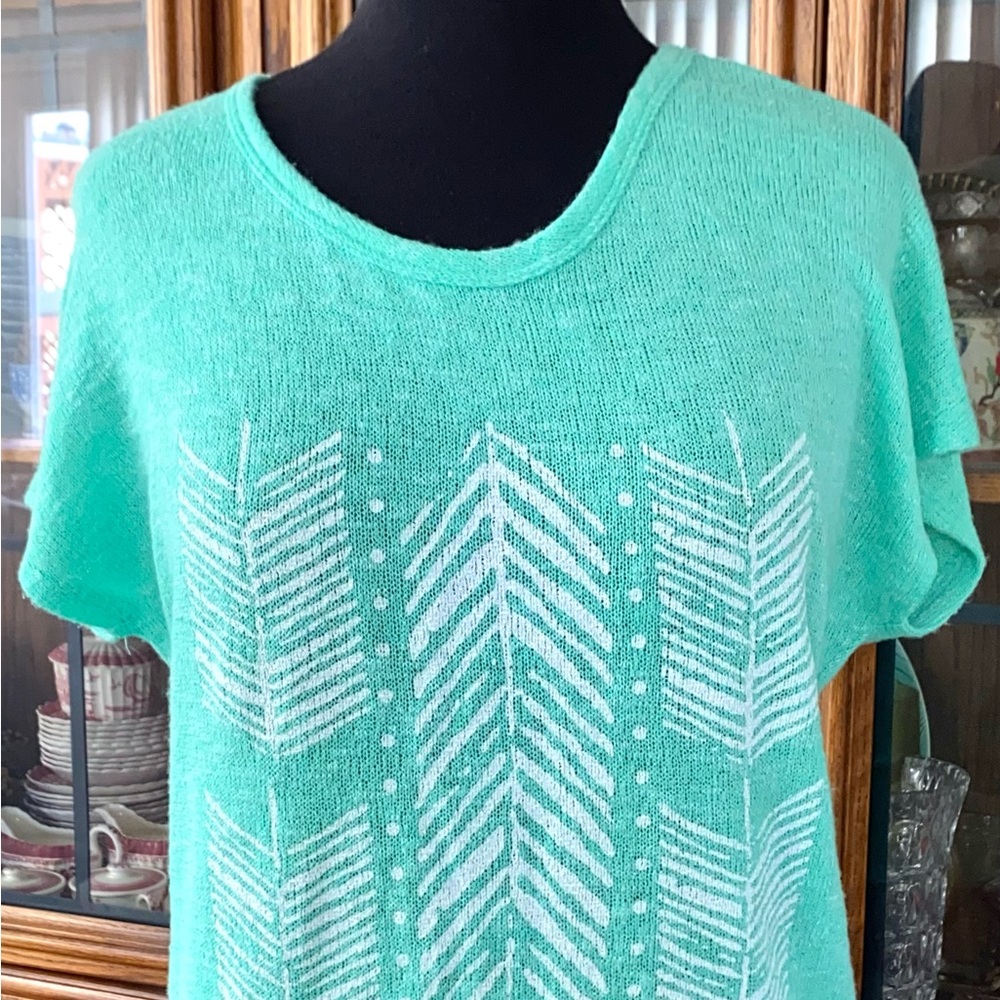 Vintage 80s Freshwear New Wave Graphic Arrow Feather Sweater Sz S